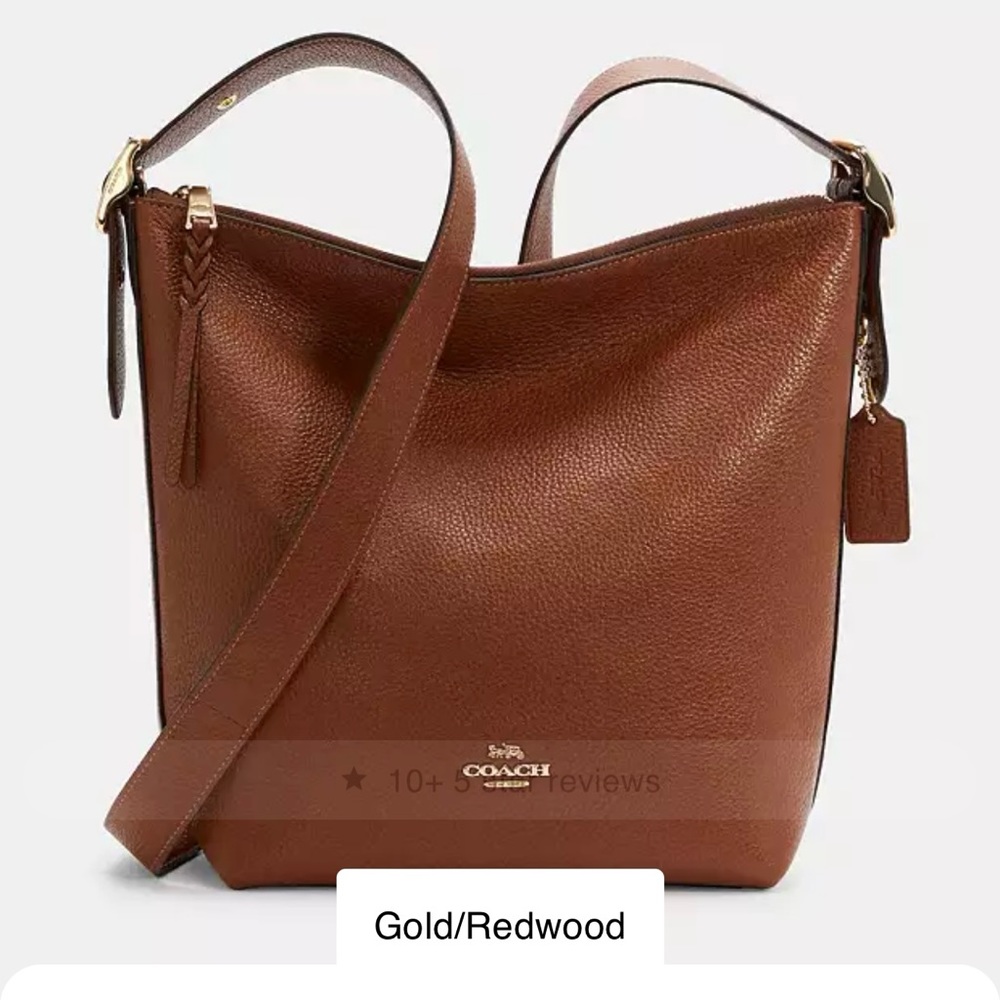 Coach Gold and Brown Crossbody Bag with Adjustable Strap